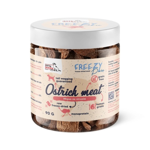 100% liofilizowane mięso strusia dla psa 90g FREEZY Pure