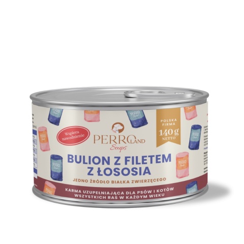 Bulion z filetem z łososia dla psa i kota PERROland Soups 140g