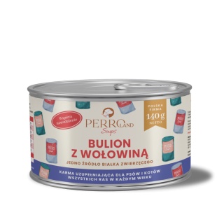 Bulion z wołowiną dla psa i kota PERROland Soups 140g