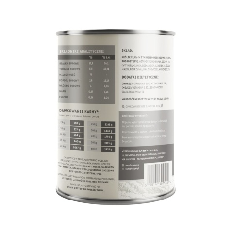 FARMA Select Królik 400g – mokra karma dla psa z królikiem