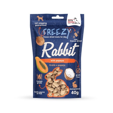 Liofilizowane przysmaki dla psa Królik z papają FREEZY 40g