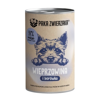 Karma mokra dla psa PAKA ZWIERZAKA Wieprzowina z borówką 400g