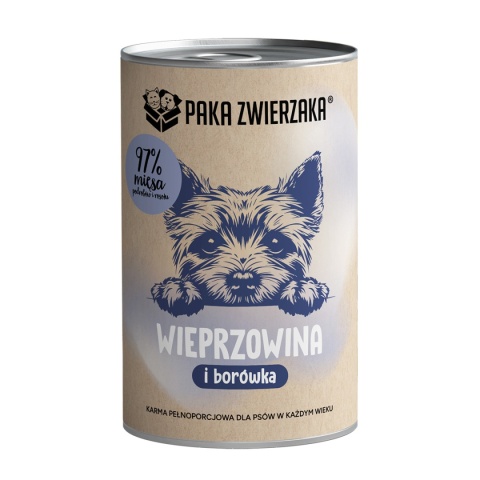 Karma mokra dla psa PAKA ZWIERZAKA Wieprzowina z borówką 400g