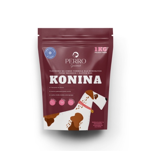 Karma tłoczona na zimno PERRO Gourmet Konina – formuła dla psów dorosłych średnich i dużych ras 1 k