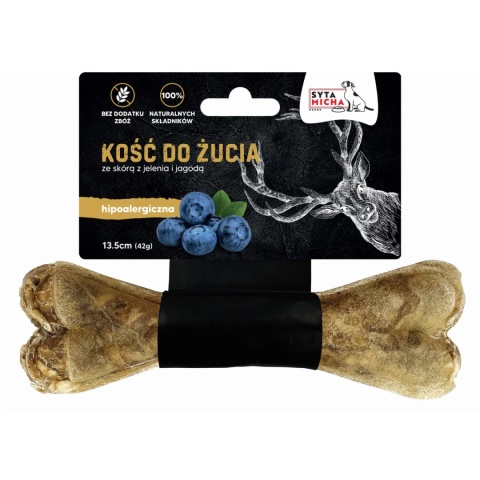 Kość do żucia dla psa hipoalergiczna jeleń z jagodami 13.5cm