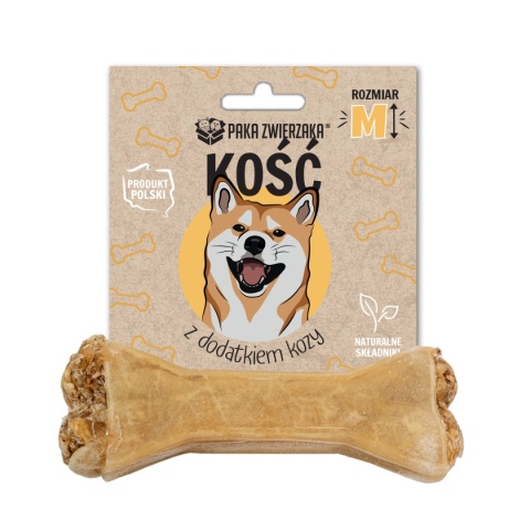 Gryzak dla psa PAKA ZWIERZAKA kość z dodakiem kozy M- 12 cm 55 g