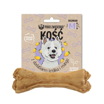 Gryzak dla psa PAKA ZWIERZAKA kość z dodatkiem królika i mango M- 12 cm 55 g