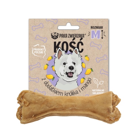 Gryzak dla psa PAKA ZWIERZAKA kość z dodatkiem królika i mango M- 12 cm 55 g