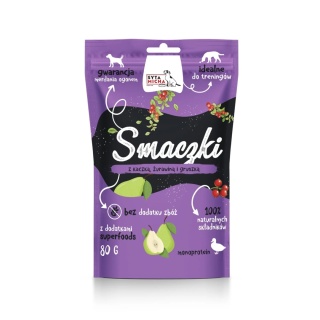 Smaczki dla psa z kaczką, żurawiną i gruszką 80g