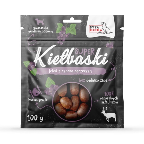 Super kiełbaski z jeleniem i czarną porzeczką 100g
